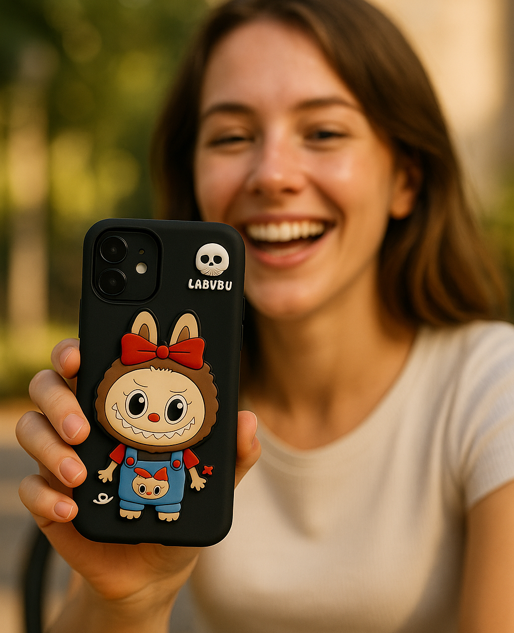 LABUBU "Lucky Bow" 3D Cartoon Silicone iPhone Case