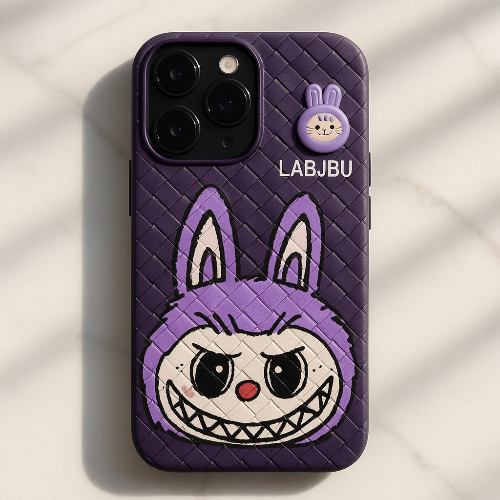 Labubu - 3D Bunny Woven‑Texture Protective iPhone Case
